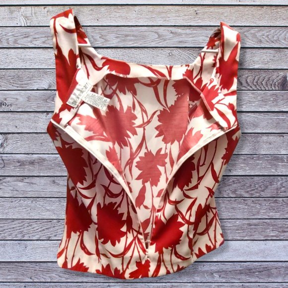 Dressbarn red & white sleeveless zippered blouse size 14, EUC - Picture 3 of 5